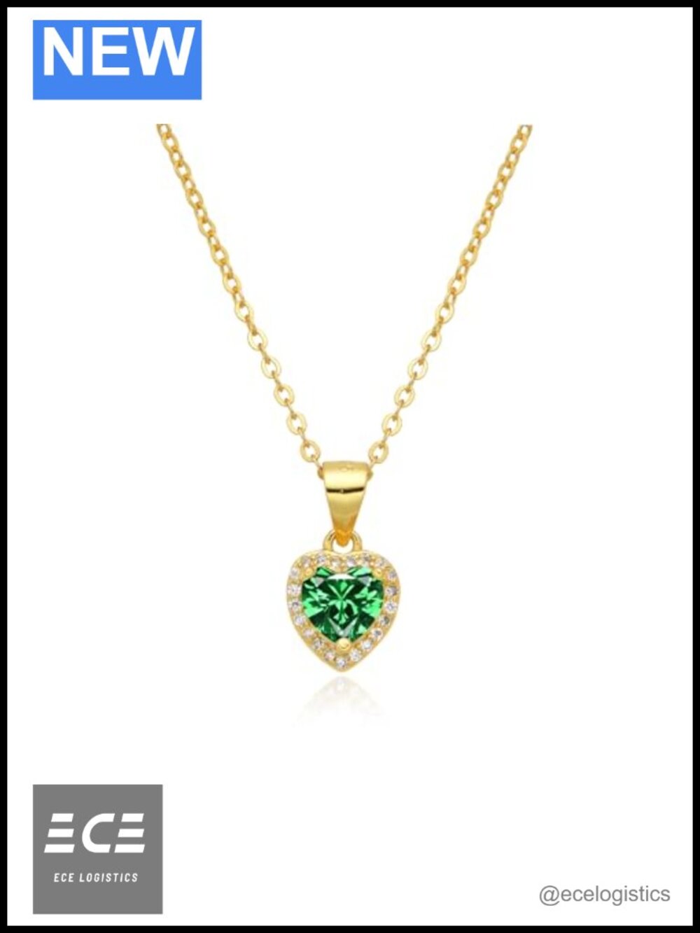 Sterling Silver Heart Pendant Necklace with Cubic Zirconia Adjustable Chain